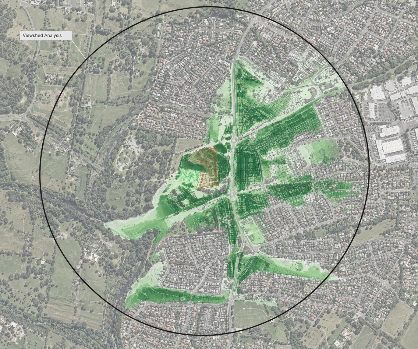 Viewshed Analysis Suburban Map